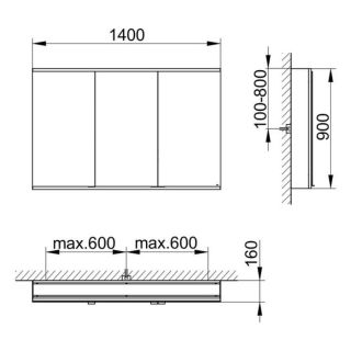 Зеркальный шкаф Keuco Royal Modular 800301141100300 140 см